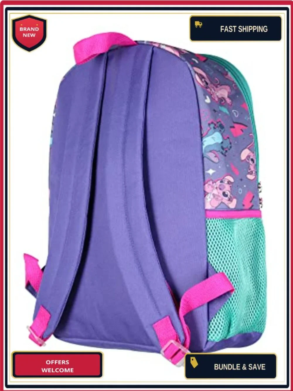 Disney Lilo & Stitch 5-Piece Backpack Set with Lunch Box, Pencil Case, Key